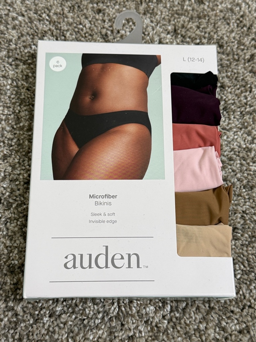 Auden Microfiber Bikinis 6 Pack NIB Size Large 12-14 Invisible Edge Seamless